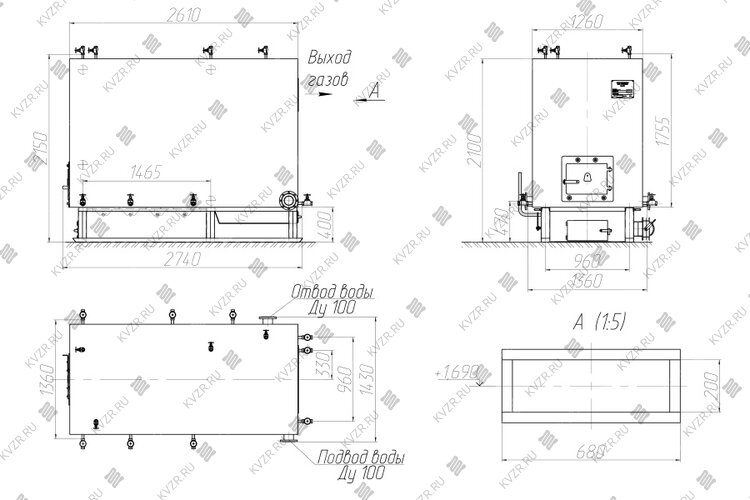 Котел КВм 0.93 с РПК чертеж