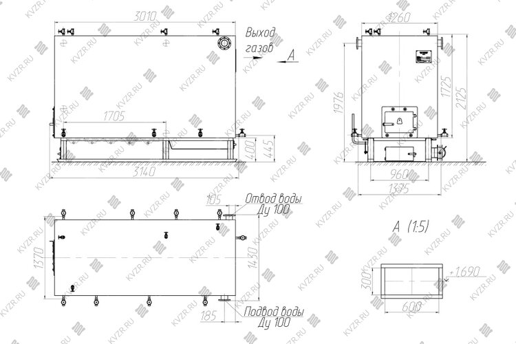 Котел КВм 1.16 с РПК чертеж